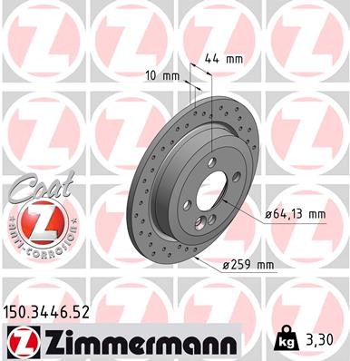 Zimmermann 150.3446.52 Brake Disc for Mini