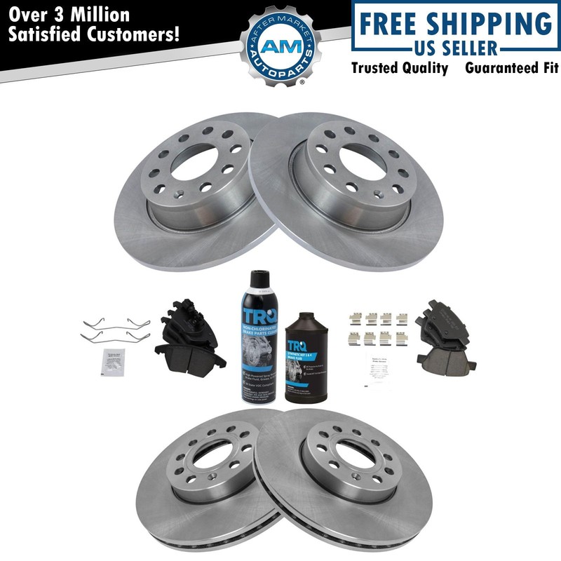 Front & Rear Ceramic Brake Pad & Rotor Kit w/Chemicals for VW Jetta Golf