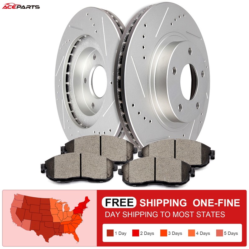 FRONT DRILLED AND SLOTTED BRAKE ROTORS & CERAMIC PADS FIT FOR I35 ALTIMA MAXIMA