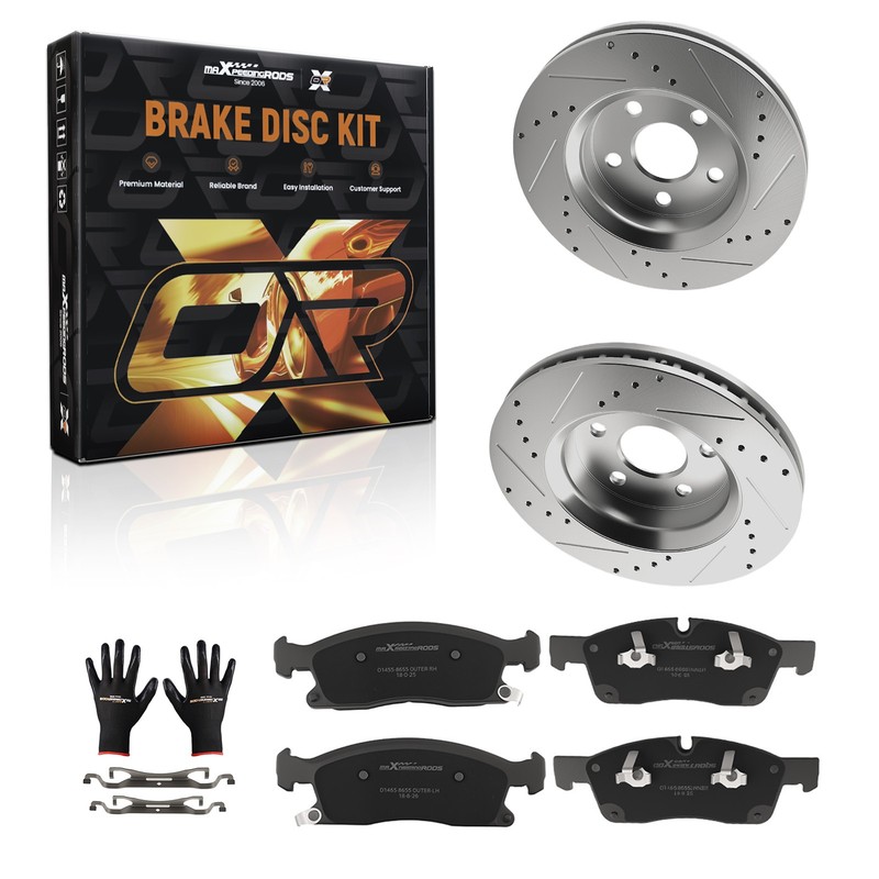 Front Drilled&Slotted Brake Rotors w/Ceramic Pads for Dodge Durango 2011-2020