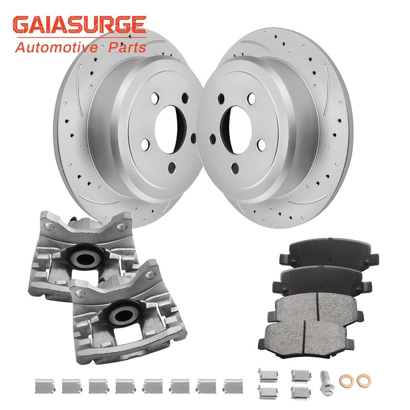 Rear Drilled Brake Rotors & Pads Calipers for 2008-2012 Jeep Liberty Dodge Nitro