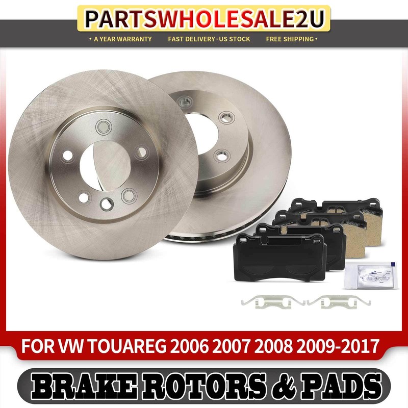 New Front Disc Brake Rotors & Ceramic Pads for Volkswagen Touareg 2006 2007-2017