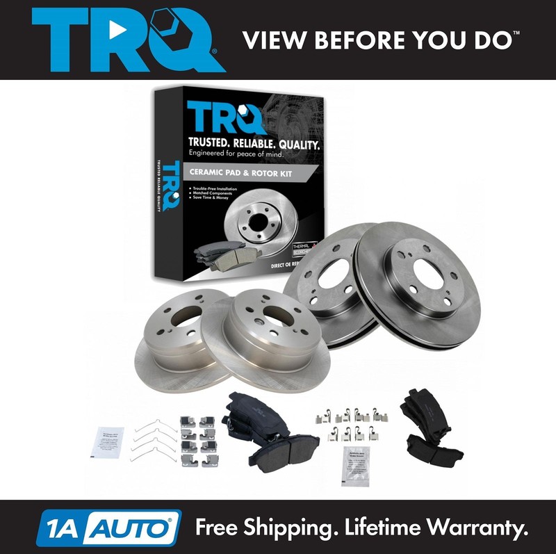 TRQ Front & Rear Ceramic Disc Brake Pad & Rotor Kit for Toyota Camry