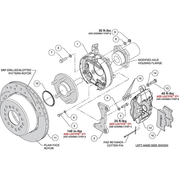 Wilwood 140-17121-DR Forged Dynalite Rear Parking Brake, DS, Red gallery
