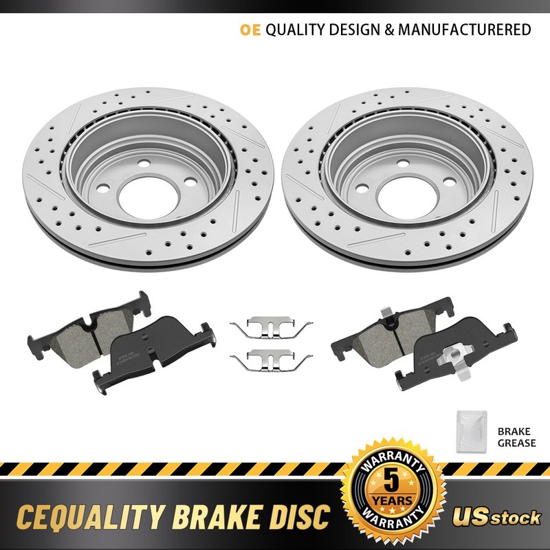11.81″ Rear Drilled Rotors Brake Pads for BMW 328d 328i 330i 428i 430i xDrive