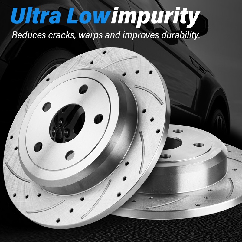 Rear Drilled & Slotted Brake Rotors for 2007-2018 Jeep Wrangler gallery