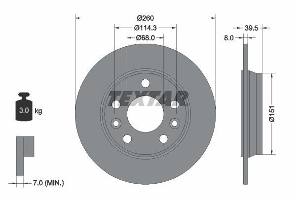 2x Brake Discs Rear Solid Coated 260mm Diameter Fits Renault Zoe TEXTAR 92327203 gallery