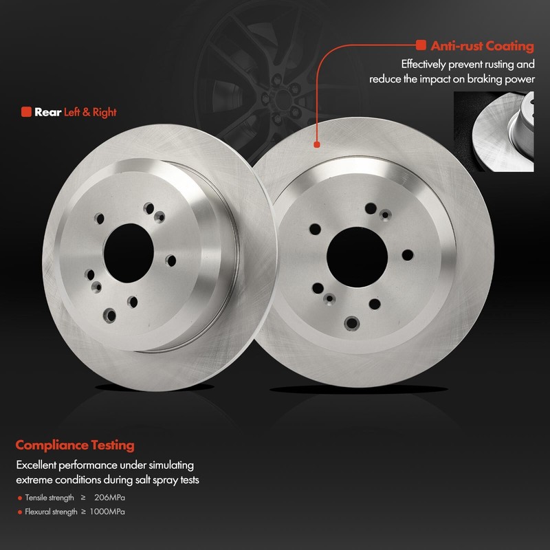 2x Rear Driver & Passenger Side Disc Brake Rotors for Hyundai Veracruz 2007-2012 gallery