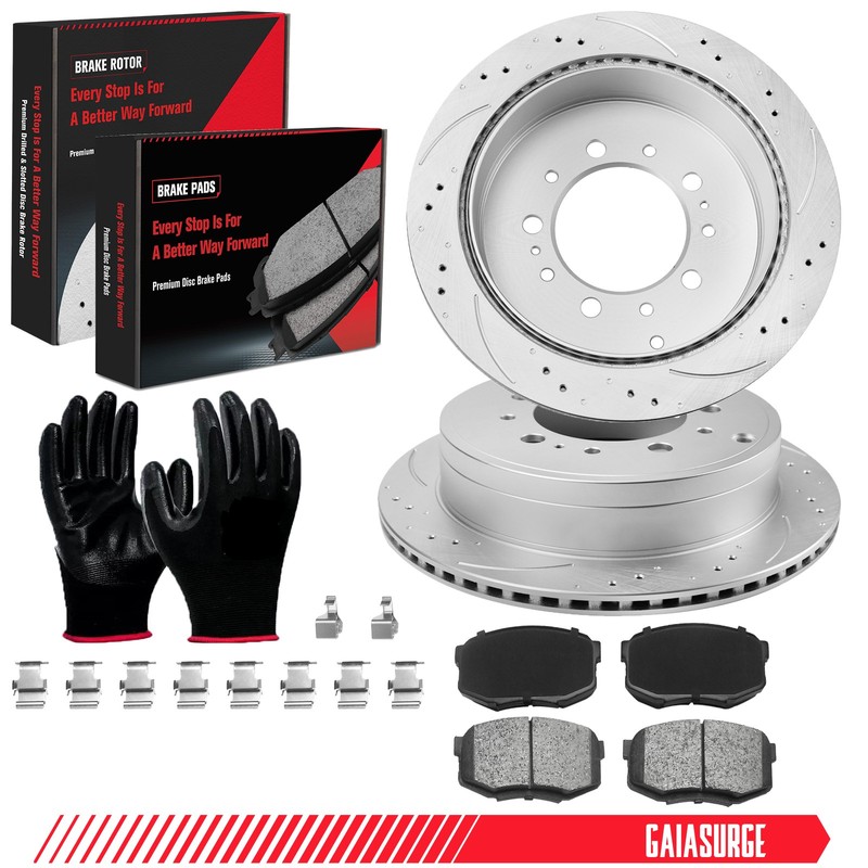 Rear Drilled Slotted Brake Rotors + Ceramic Pads for LEXUS LX570 2008 2009-2021