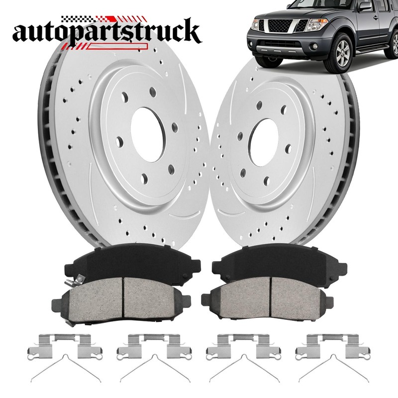 Front Kit Disc Rotors Brake Pads for 2005-2023 Nissan Frontier Pathfinder Xterra