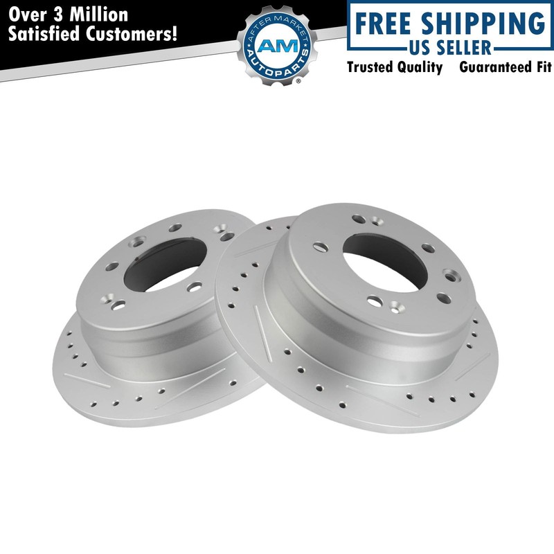 Performance Rear Brake Rotors Set Slotted X Drilled Fits Hyundai Kia