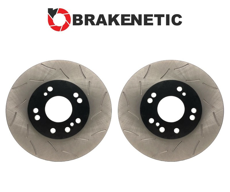 FRONT BRAKENETIC Premium RS Slot Brake Rotors 26mm Z32 300ZX Conversion 4/5LUG