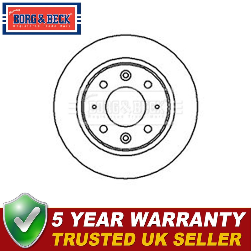 Borg & Beck Rear 1x Brake Disc Fits Kia Carens 2000-2006 1.6 1.8 2.0 CRDi