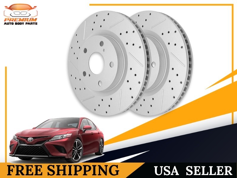 Front Drilled & Slotted Brake Rotors Set For Lexus Toyota Camry Rav4 2018-2023 gallery