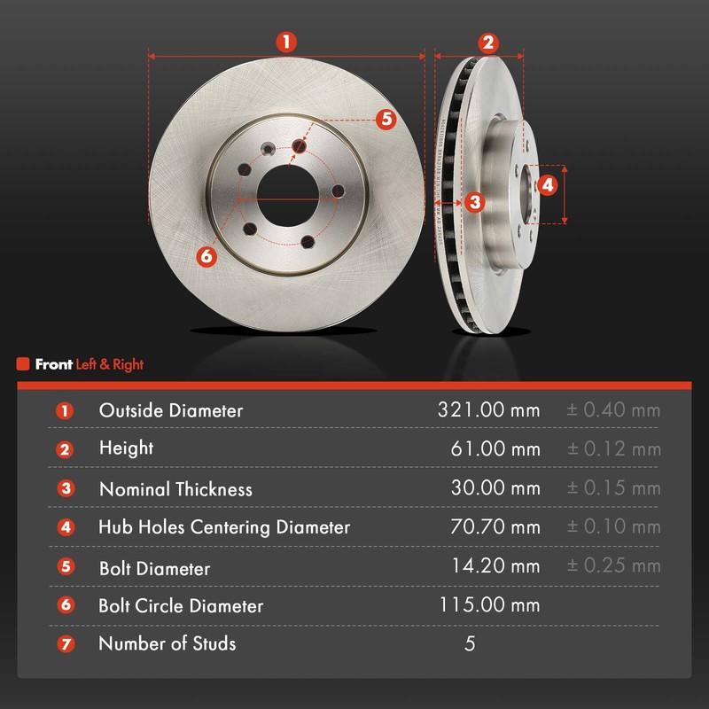 321mm Front Left & Right Side Disc Brake Rotors for Cadillac ATS 2013 2014-2019 gallery