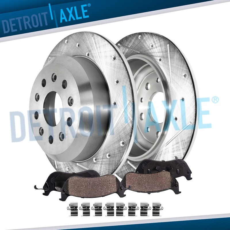 Rear Drilled Disc Brake Rotors and Brake Pads Kit for 2018 – 2022 Jeep Wrangler