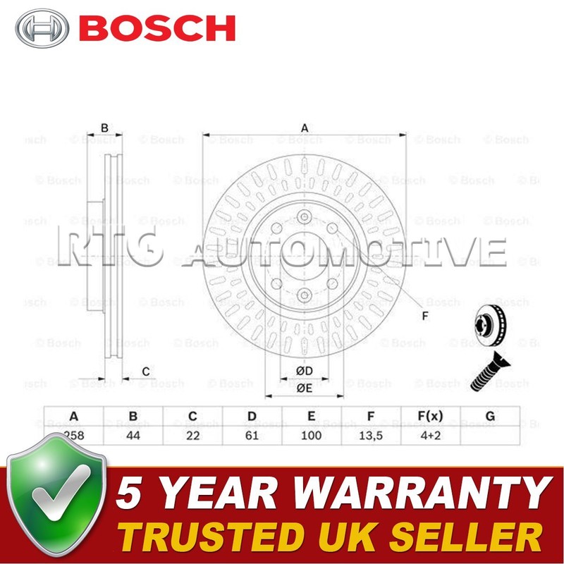 Bosch Front Brake Disc Fits Clio Twingo Sandero Logan Forfour + Other Models