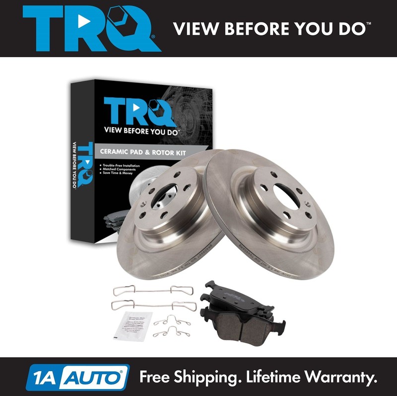 TRQ Rear Brake Pad & Rotor Kit Ceramic Fits Volvo