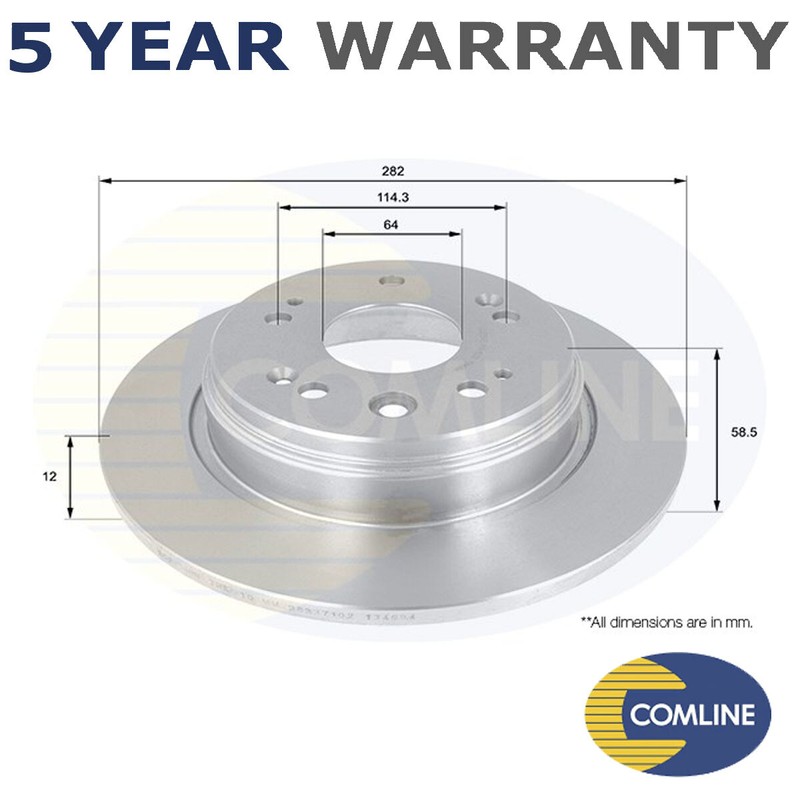 Comline Rear Brake Disc Fits Honda FR-V Stream 1.7 1.8 2.0 2.2 TDi #1