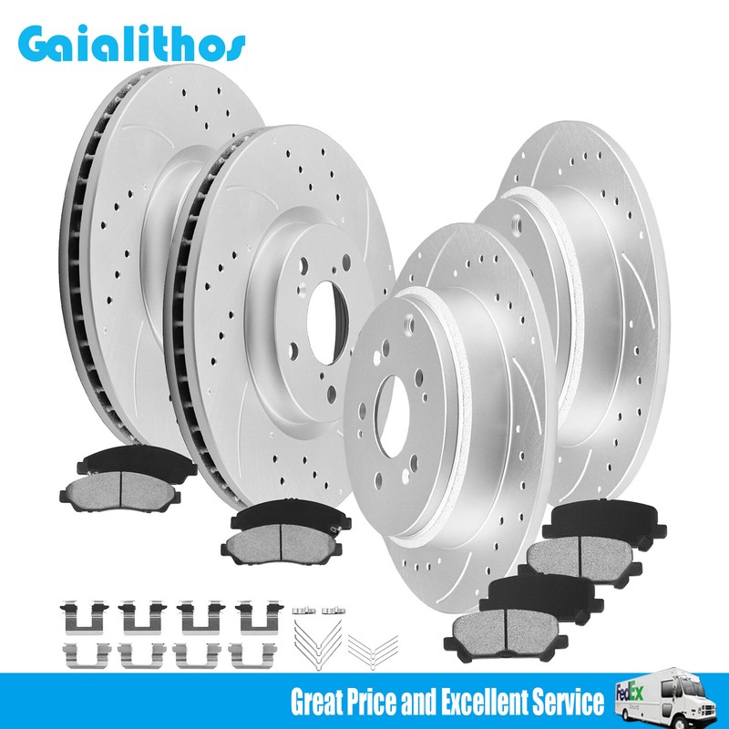 Front Rear Drilled Rotors And Ceramic Brake Pads for Honda Pilot Acura MDX ZDX
