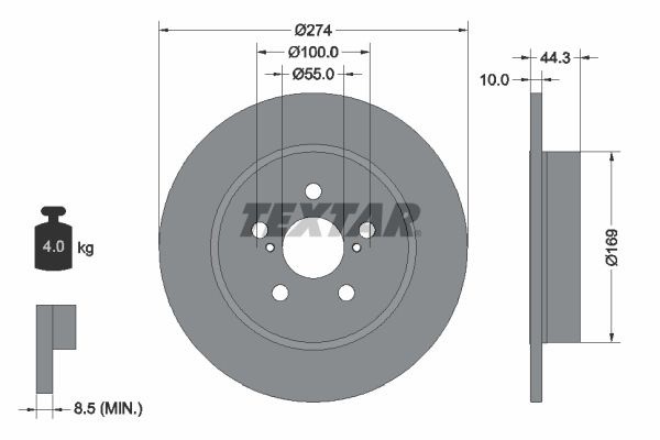 2 x brake disc Textar 92333703 for Toyota Yaris gallery