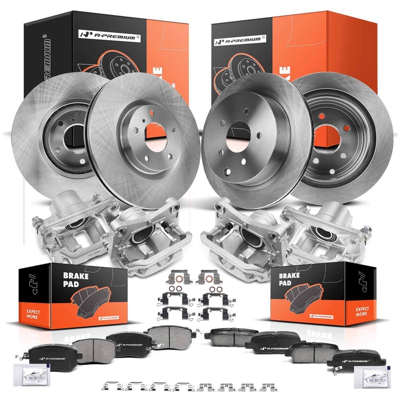 Disc Rotors & Brake Pads+Brake Calipers Front & Rear for Nissan Murano 2005-2007