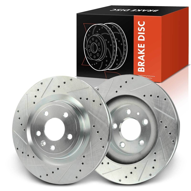 2Pcs Front Side Drilled Brake Rotors for Ford Mustang 2011-2014 V8 3.7L V6 5.0L