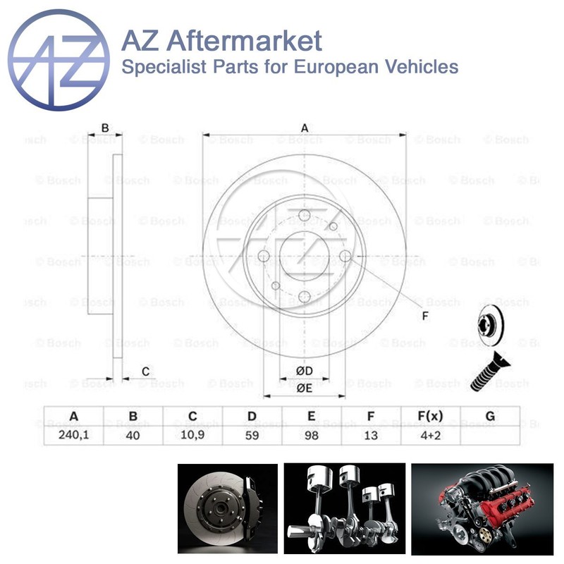 Fits Fiat 500 Punto Panda Ford Ka +Other Models AZ Front Rear Brake Discs