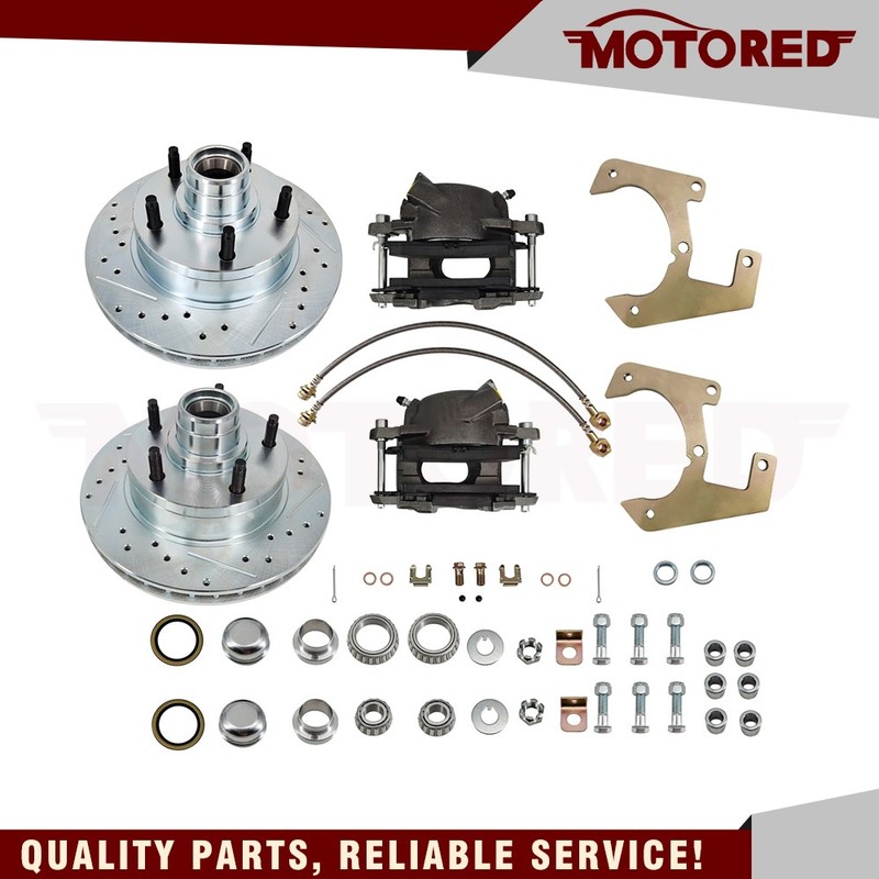 For 1948-1956 Ford Half Ton Deluxe Disc Brake Kit, 5×5-1/2 Inch, Drilled/Slotted