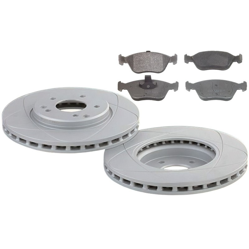 Front Slotted Disc Brake Rotors & Pads Fits Volvo C70, S70, V70, XC70, 283mm