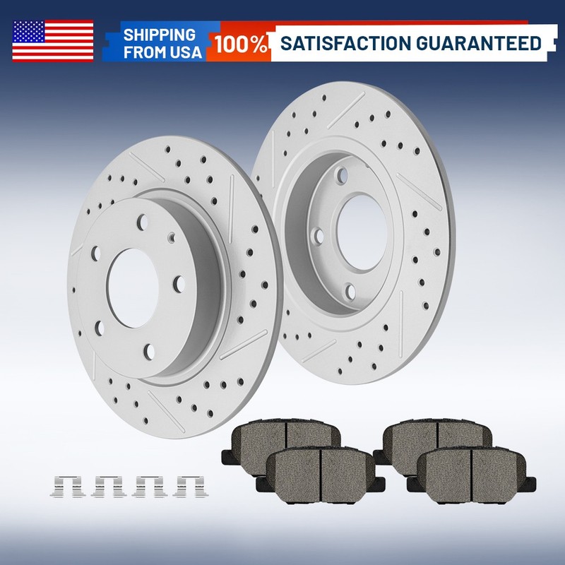 Rear Brake Disc Rotors And Ceramic Brake Pads Set for 2014 -2018 Mazda 3 Sport
