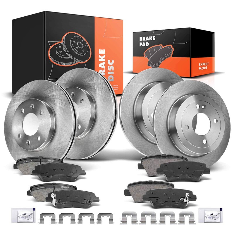 Front and Rear Disc Rotor & Ceramic Pads for Hyundai Accent Kia Rio 12-17 1.6L