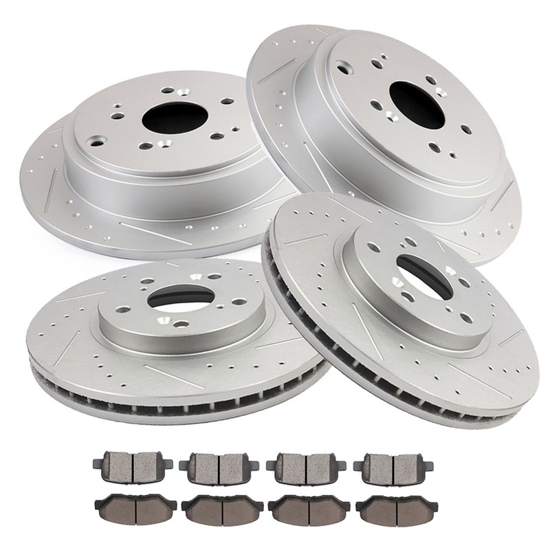 For Honda Pilot 2003 – 2008 Drill Slot Front + Rear Brake Rotors Ceramic Pads