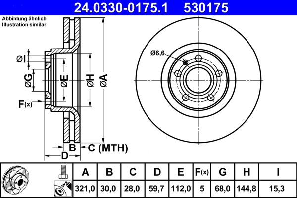 ATE 24.0330-0175.1 Brake Disc for Audi