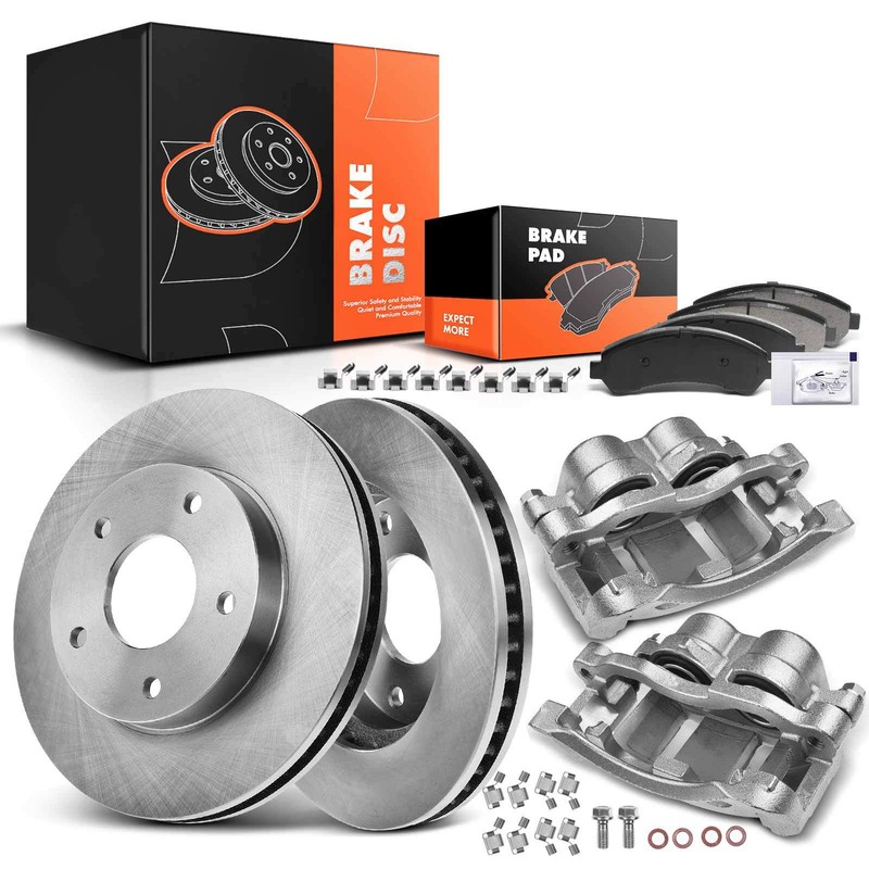 Front Disc Brake Rotor & Pad + Brake Caliper for Chevrolet Blazer S10 GMC 98-05
