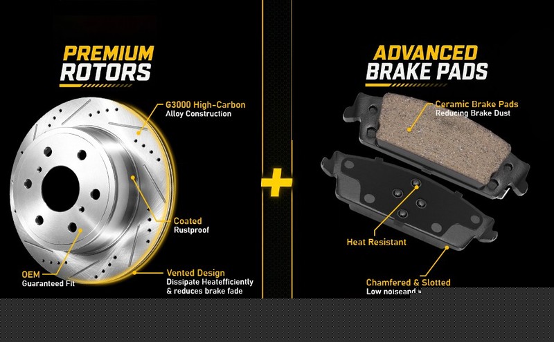 OE Replacement Front Rear Drilled Brake Rotors & Quiet Ceramic Pads for Chevy gallery