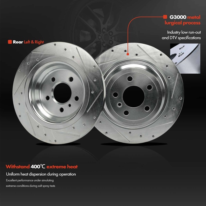 12Pcs Front & Rear Drilled Brake Rotors & Ceramic Pads for Mercedes-Benz GLE300d gallery