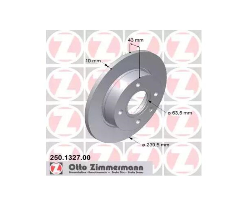 2x Zimmermann 250.1327.00 Bremsscheiben Ø 239,5 mm vorne für FORD Courier Escort