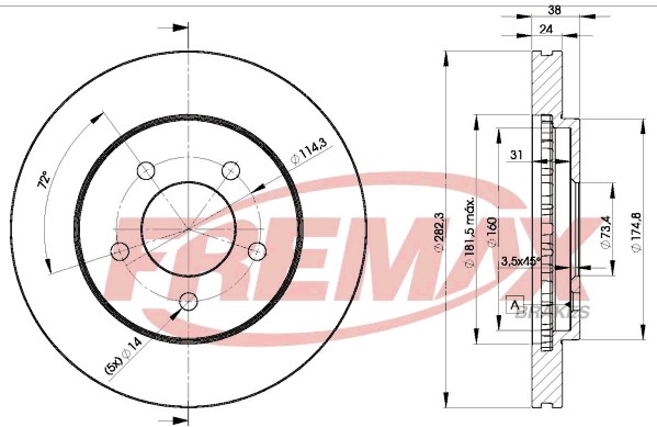 Remax BD-5347 Brake Disc for Chrysler, Dodge