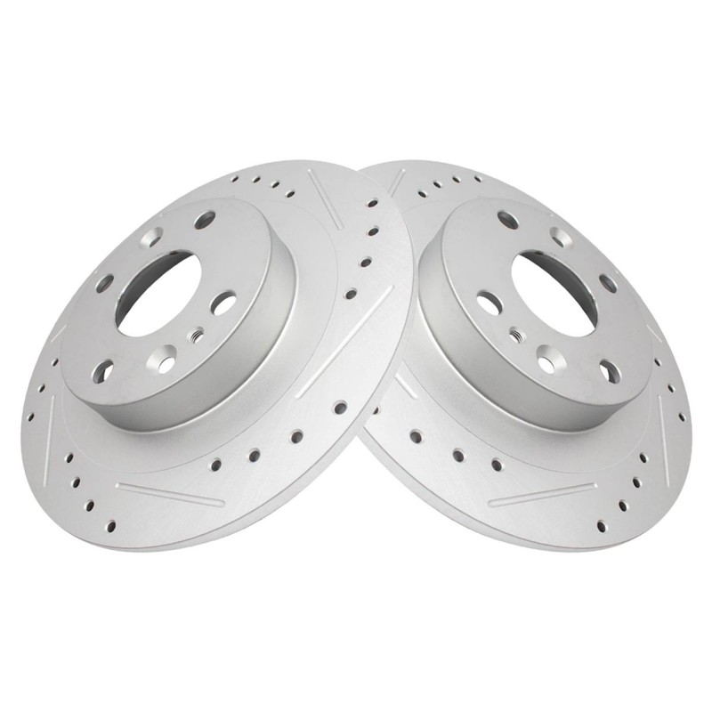 TRQ Rear Performance Drilled Slotted G-Coated Rotor Pair for Mazda Ford gallery