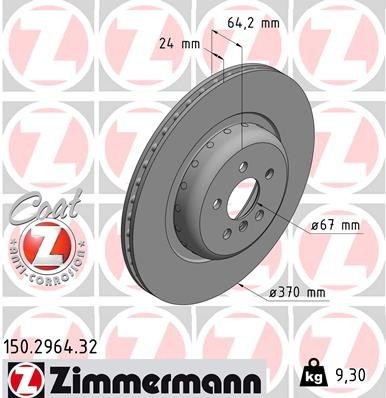 Zimmermann Rear Disc Brake Rotor for BMW (150.2964.32)
