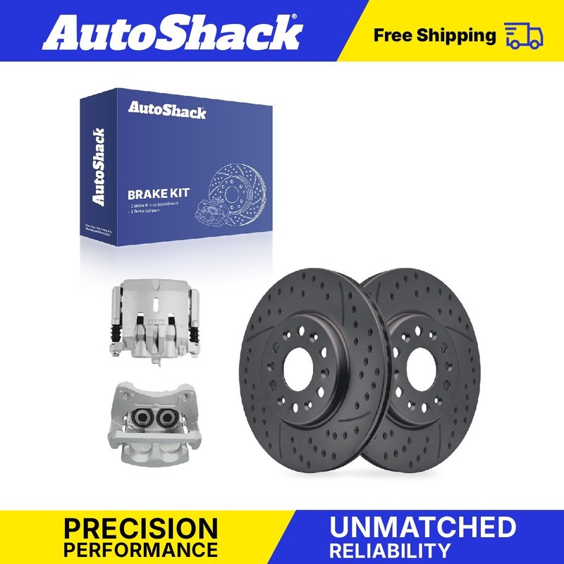 Front Drilled Slotted Brake Rotors Calipers for Chevrolet, Traverse 2018-2020