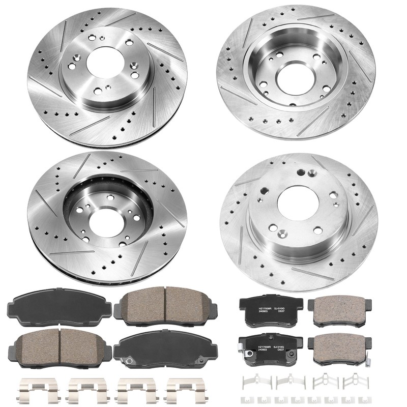 11.1″ (282mm) Front Rear Drilled Rotors Brake Pads for Honda Accord 2003-2007 US