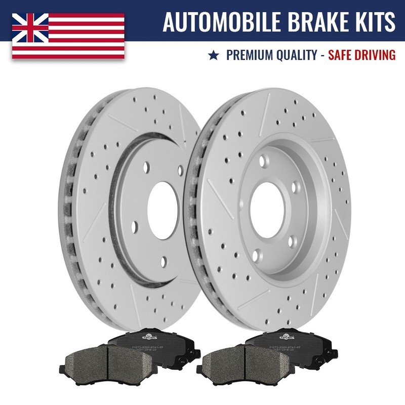 Front Drilled Slotted Disc Rotors Brake Pads for Town & Country Grand Caravan