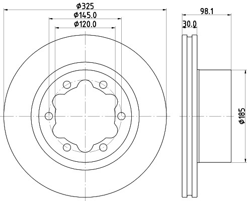 Hella 8DD 355 132-201 Brake Disc for MAN, VW