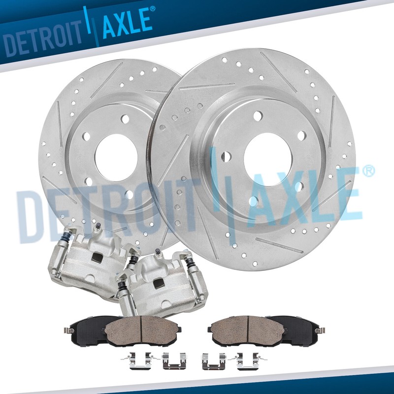 Front Drilled Rotors Calipers + Ceramic Brake Pads for 2007 – 2010 Nissan Altima
