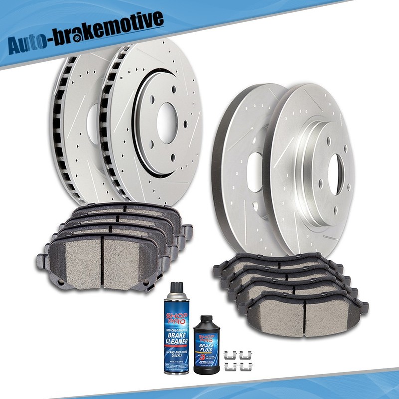 FOR CHRYSLER TOWN & COUNTRY V6 FRONT & REAR DISC BRAKE ROTORS & CERAMIC PADS KIT