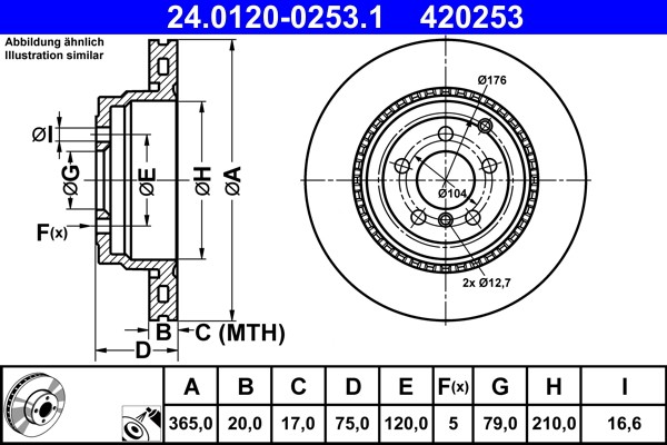 ATE 24.0120-0253.1 Brake Disc for LAND ROVER