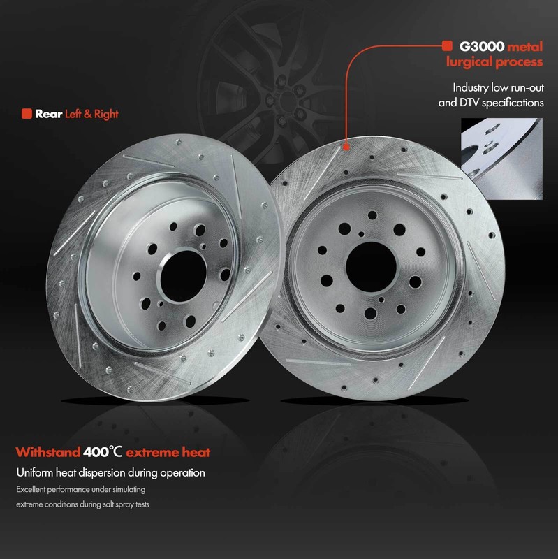 2x Rear Drilled & Slotted Brake Rotors for Lexus GS300 GS400 GS430 IS300 SC430 gallery