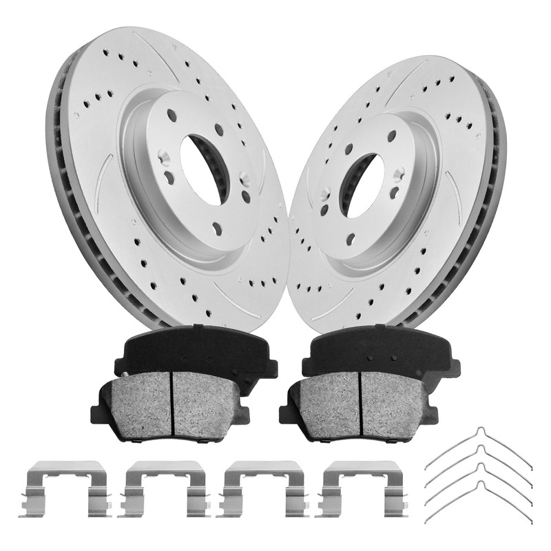 Front Drilled Rotors & Ceramic Brake Pads for Hyundai Santa Fe 10-12 Kia Sorento gallery